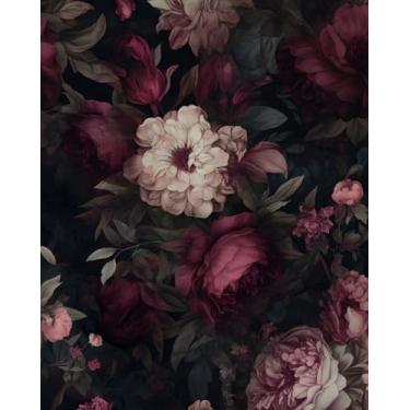 Imagem de ILHIIOR Papel de parede floral escuro, papel de parede Boho Peel and Stick, papel de parede floral gótico, papel de parede removível, autoadesivo para gavetas de armário, decoração de parede, adequado