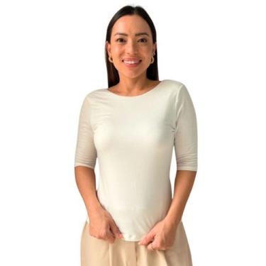 Imagem de Blusa Feminina Manga 3/4 com Abertura nas Costas - Maranne, Offwhite, 