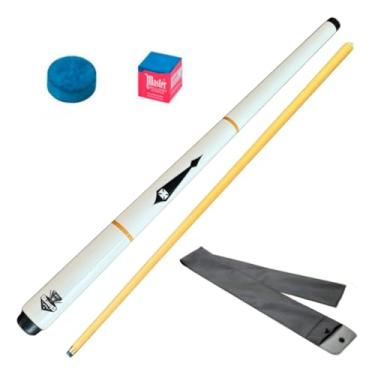 Imagem de Taco Sinuca Snooker Bilhar Profissional Sola Couro + Brindes(Branco)