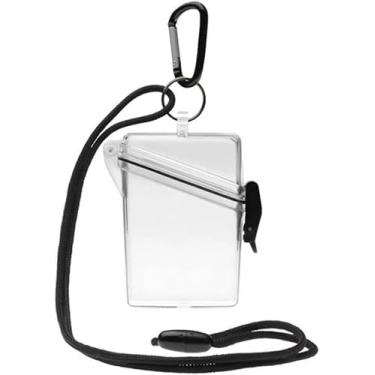 Imagem de Estojo transparente à prova d'água para crachá de cartão de identificação, estojo esportivo com cordão e chaveiro, crachás e suprimentos de identificação, etiquetas, índices e selos, etiquetas