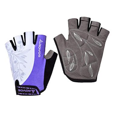 Imagem de Luvas femininas ROVOS leves e antiderrapantes de 5 mm para ciclismo, luvas respiráveis para ciclismo, ciclismo, ciclismo, equitação, academia, esportes, Purple 1, Small
