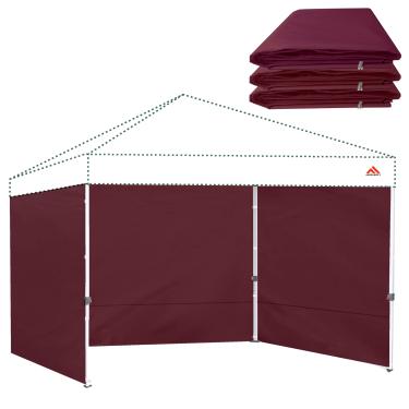Imagem de JANCANOPY Paredes laterais de tenda de dossel para cobertura pop-up de 25 x 25 cm, 99% de proteção UV, à prova d'água, apenas 3 paredes laterais, (bordô)