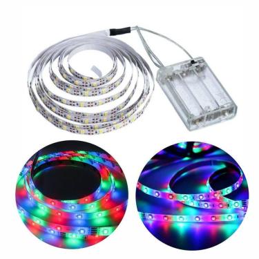 Imagem de Fio Fita Led Luz Colorida 120 Lâmpadas Led 2 Metros à Pilha