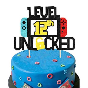 Imagem de KAPOKKU Topo de bolo desbloqueado Level 12th para jogos temáticos, jogos, festa, aniversário, celebração