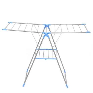 Imagem de Varal De Chão 2 Andares Dobravel Compacto Portatil Multiuso Lavanderia Apartamento Articulado Seca Roupas Sapatos