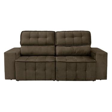 Imagem de Sofá 4 Lugares Falconi Com Assento Retrátil E Encosto Reclinável 219 Cm Luizzi Tabaco