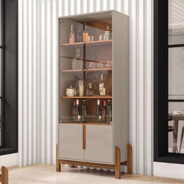 Imagem de Cristaleira Retrô Cherie Off/Cedro 2 Portas De Vidro