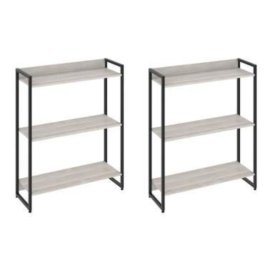 Imagem de Kit 2 Estantes Escritório 3 Prateleiras 104x80cm Snow