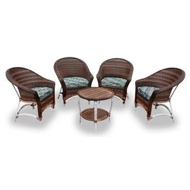 Imagem de 4 Poltronas + 1 Mesa Centro Costela De Adão Azul