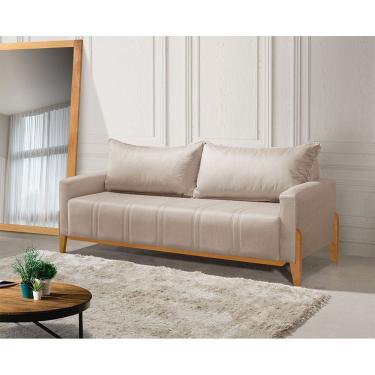 Imagem de Sofá Living Base Em Madeira Maciça 4 Lugares 2,10m Búzios Linho Bege - Bege