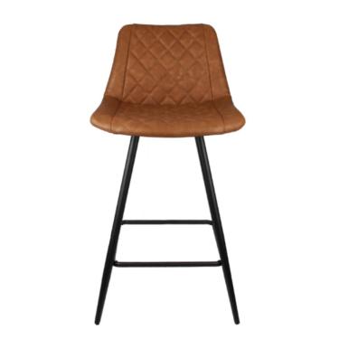 Imagem de Banqueta Petrópolis Baixa Rivatti Revestimento Em Poliuretano (pu) Marrom Base Em Aço Pintada A Pó