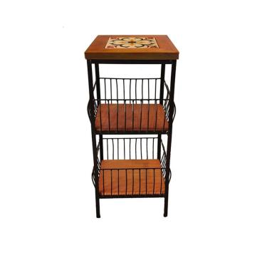 Imagem de Fruteira De Ferro E Madeira 2 Andares Com Ladrilho Hidráulico Artesanal Ladrilho D1