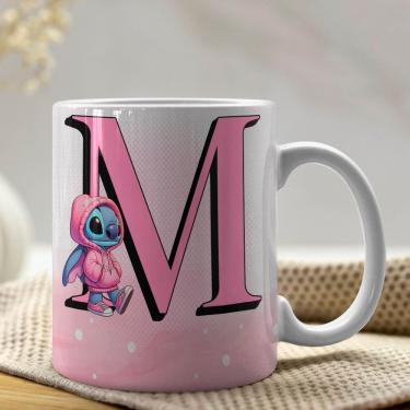 Imagem de Caneca De Porcelana Stitch Letras A-z 325ml Rosa M