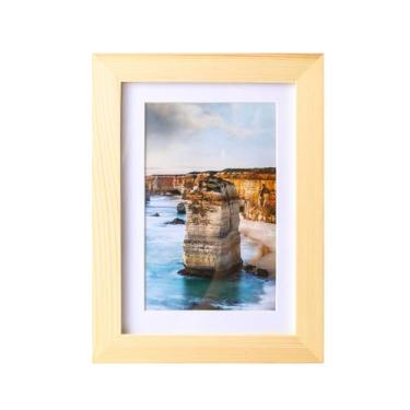 Imagem de wyooxoo Porta-retrato 12 x 18 cm feito de madeira maciça para exibição de fotos 10 x 15 cm com tapete ou 12 x 18 cm sem tapete para exibição de mesa ou parede, madeira natural, 1 pacote