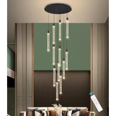 Imagem de dolria Lustre Moderno De 10 Luzes Para Escada, Pendente Cristal Com Regulagem Intensidade Led, Teto Alto, Hall Entrada