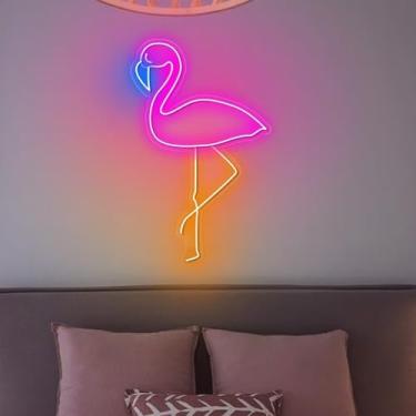Imagem de HFHungkeong Letreiro De Neon Flamingo, Luminária Pendente Rosa Acrílico Led Com Interruptor Regulável, Flamingo Para Quarto, Bar, Sala Jogos, Decoração Parede, Luzes Artísticas Meninas Ou Meninos, 1