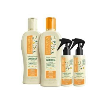 Imagem de Kit Bio Extratus Camomila para cabelo claro, loiro - Shampoo, Condicionador e 2x Finalizador Spray