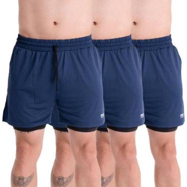 Imagem de KIT3 Shorts 2em1 Treino Bermuda MASCULINO Academia Corrida Com Bolsos 
