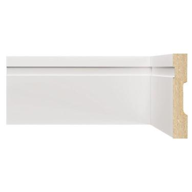 Imagem de Kit Rodapé de MDF 3 Barras Frisadas de 10cm x 2,40m Rende 7,2 Metros Moldufama Branco
