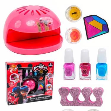 Imagem de Atelier De Unhas Ladybug Miraculous Com Esmaltes Atóxicos Secador E Gl