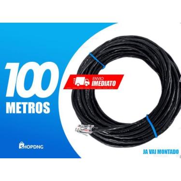Imagem de Cabo De Rede Internet Profissional PRETO 100Metros Crimpado - SHOPDNG