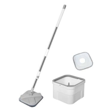 Imagem de YWJLQH Conjunto de esfregão com balde, autoseparação, cabo telescópico, rotação 360°, autotorção para banheiro e cozinha