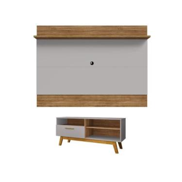 Imagem de Conjunto Painel e Rack Whiterun Cinamomo Off White - CASA H