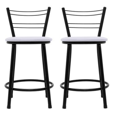 Imagem de Jogo Com 2 Banquetas Flórida Baixa Estrutura Preta Cozinha Americana B