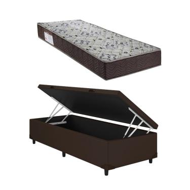 Imagem de Cama Box Baú Solteiro Marrom Colchão ISO 150 D45 - Ortobom