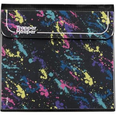 Imagem de Pasta Trapper Keeper, design retrô, fichário de 2,5 cm inclui 2 pastas e bolso extra, anéis de metal e clipe de mola, armazenamento seguro, respingos de tinta, material escolar Mead (260038FO-ECM)