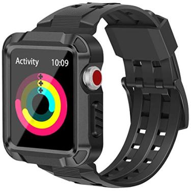 Imagem de baozai Pulseira esportiva masculina resistente compatível com Apple Watch 42 mm Series 3 Series 2 Series 1, Space Black