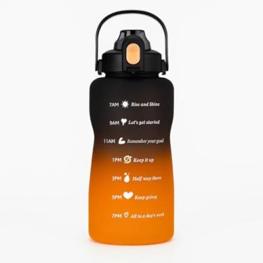 Imagem de Garrafa Squeeze Policarbonato Degradê 2 Litros Hidratação Ideal para Academia, Corridas Casa Buritis (Preto + Laranja)