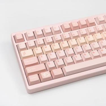 Imagem de Pink PBT Keycaps, Minimalist Cute Keycaps 65 Percent, 151 Keys Custom Cherry Profile Keycap Set, Dye-Sublimation Aesthetic Key Caps for 61/64/68/84/87/100/104/108 Cherry MX Mechanical Keyboard