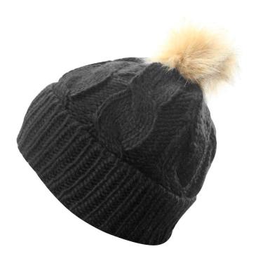 Imagem de Touca Gorro Adulto Preta Pompom Tamanho Único