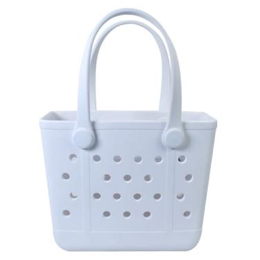 Imagem de Addoklm Bolsa de praia de borracha extra grande leve pequena para academia, impermeável, bolsa aberta média para esportes na piscina, Branco, Small