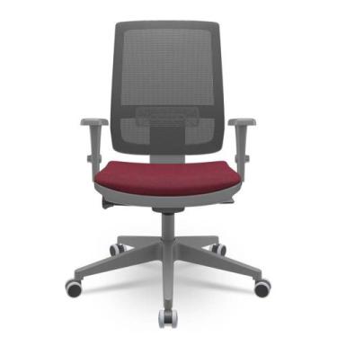 Imagem de Cadeira Brizza Diretor Grafite Tela Preta Assento Poliester Vinho Auto