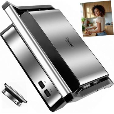 Imagem de Grill Philco PGR21PI 1000W Grelha Sanduíches 2 em 1 Placas Onduladas Antiaderente Maxx Clean