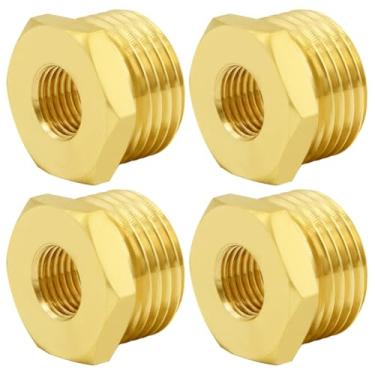 Imagem de Joywayus Redutor de bucha sextavada de latão 1/10.2 cm NPT fêmea × 3/10.2 cm GHT macho rosca redutora mangueira de jardim adaptador de encaixe de tubo fundido (pacote com 4)