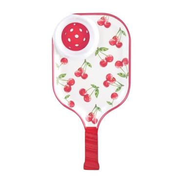 Imagem de UP ware Bandeja de lanche de melamina e cereja, travessa em forma de pickleball de frutas doces para batatas fritas, salsa, frutas e aperitivos, vermelho, 39 x 20 cm