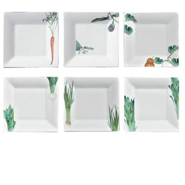 Imagem de Jogo de pratos quadrados 23cm em porcelana de altissima qualidade da marca japonesa Noritake. Composto por 6 pratos quadrados.