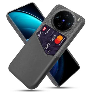 Imagem de Capa para Vivo X100 PRO,Anti-deslizamento,Proteção contra quedas de 360°,Resistência à impressão digital,Tela e caso de couro PU com 1 slot de cartão atrás-Gray