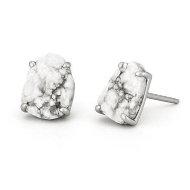 Imagem de Brinco Tarraxa Howlita - Cristal Natural, Prata 925