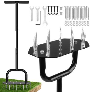 Imagem de Wodesid Aerador manual de gramado aerador de jardim limpeza de sujeira e folhas para gramado com 18 pontas aerador de grama para cuidados com gramado, ferramenta de jardim, afrouxamento do solo