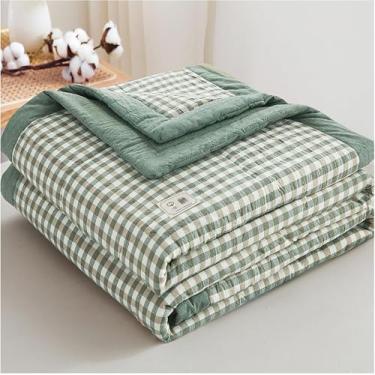 Imagem de Nova Colcha De Algodão Moderna Com Ar Condicionado - Cobertor Leve Acolchoado Primavera/verão Colcha Fina Algodão Respirável Edredom Xadrez Colcha De Impressão Colcha, C, 150x200cm