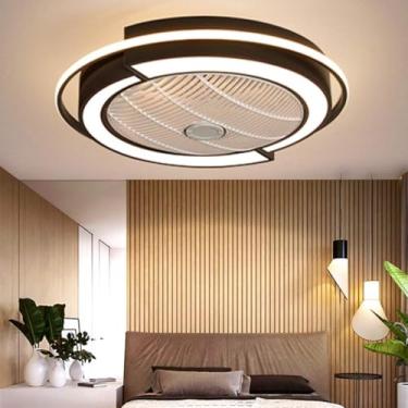 Imagem de Novo Led Ventilador De Teto Ventilador De Teto Quarto Íon Negativo Ventilador Invisível Restaurante Sala De Estar Moderno Minimalista Com Controle Remoto, Black