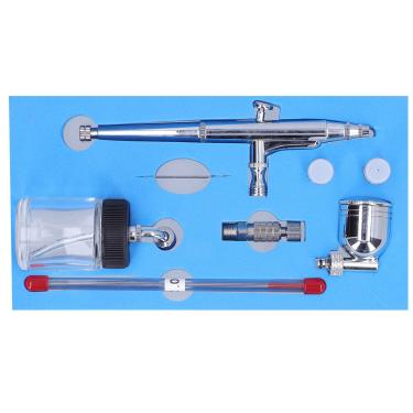 Imagem de Kit de mini aerógrafo Garosa G1/8 (agulhas de 0,2, 0,3 e 0,5 mm, kit versátil de aerógrafo de alimentação por gravidade de ação dupla - spray auto gráficos, arte, artesanato, tatuagens, revestimento de tinta e tratamento de parede