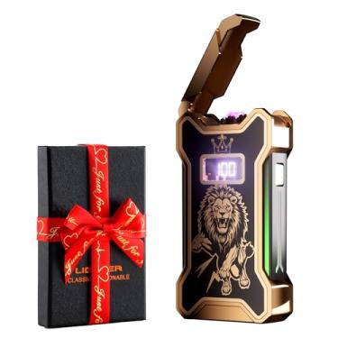 Imagem de Dachance Isqueiro elétrico para homens, pai, ele, contador digital, mostrador bettário, à prova de vento, plasma, sem chama, USB, recarregável, arco de presente de aniversário para homens, namorado