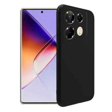 Imagem de WDMYLFTW Capa de silicone para Infinix Note 40 Pro 4G, capa protetora de corpo inteiro com toque macio e sedoso, à prova de choque com forro de microfibra (preto)