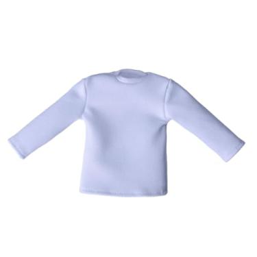 Imagem de simhoa Camisas de manga comprida em escala 1/12, pulôver, fantasia fashion, camisetas em miniatura para bonecos de ação de 6'', acessórios de roupas, Branco