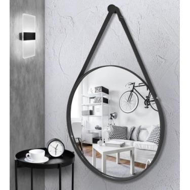 Imagem de Espelho Redondo Decorativo Com Alça 50 Cm - Landi, Preto